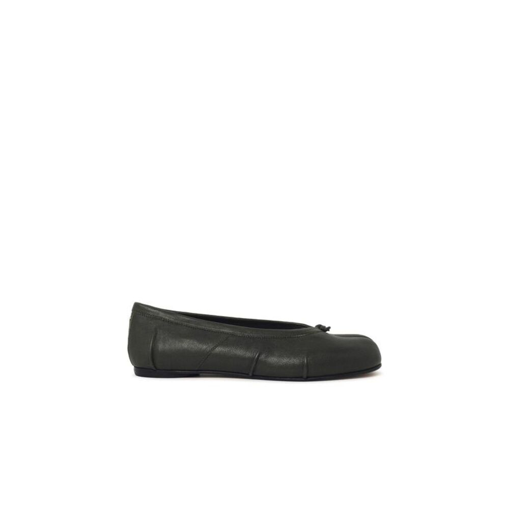 Maison Margiela 'Tabi' Green Leather Ballet Flats Women